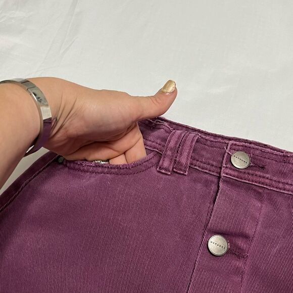 NXP Nena and Pasadena Denim Jean Skirt Purple Exposed Front Buttons Size XS - Picture 10 of 14